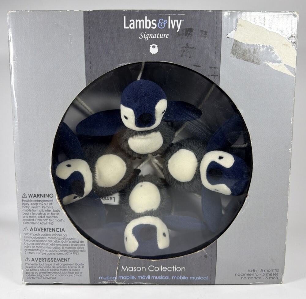 Lambs & Ivy Signature - Penguin Musical Mobile for Baby Crib - New